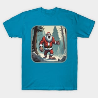 Bigfoot Santa in the Forest. T-Shirt